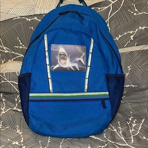 Lands End Blue Shark Print Backpack preschooler